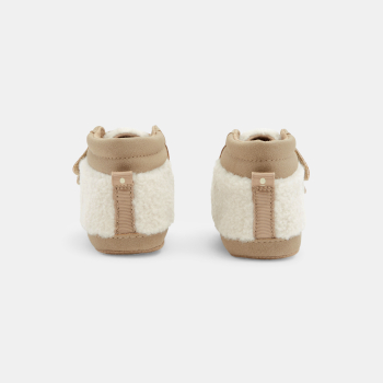 حذاء بوت دافئ بشريط لاصق باللون البني للأولاد الصغار